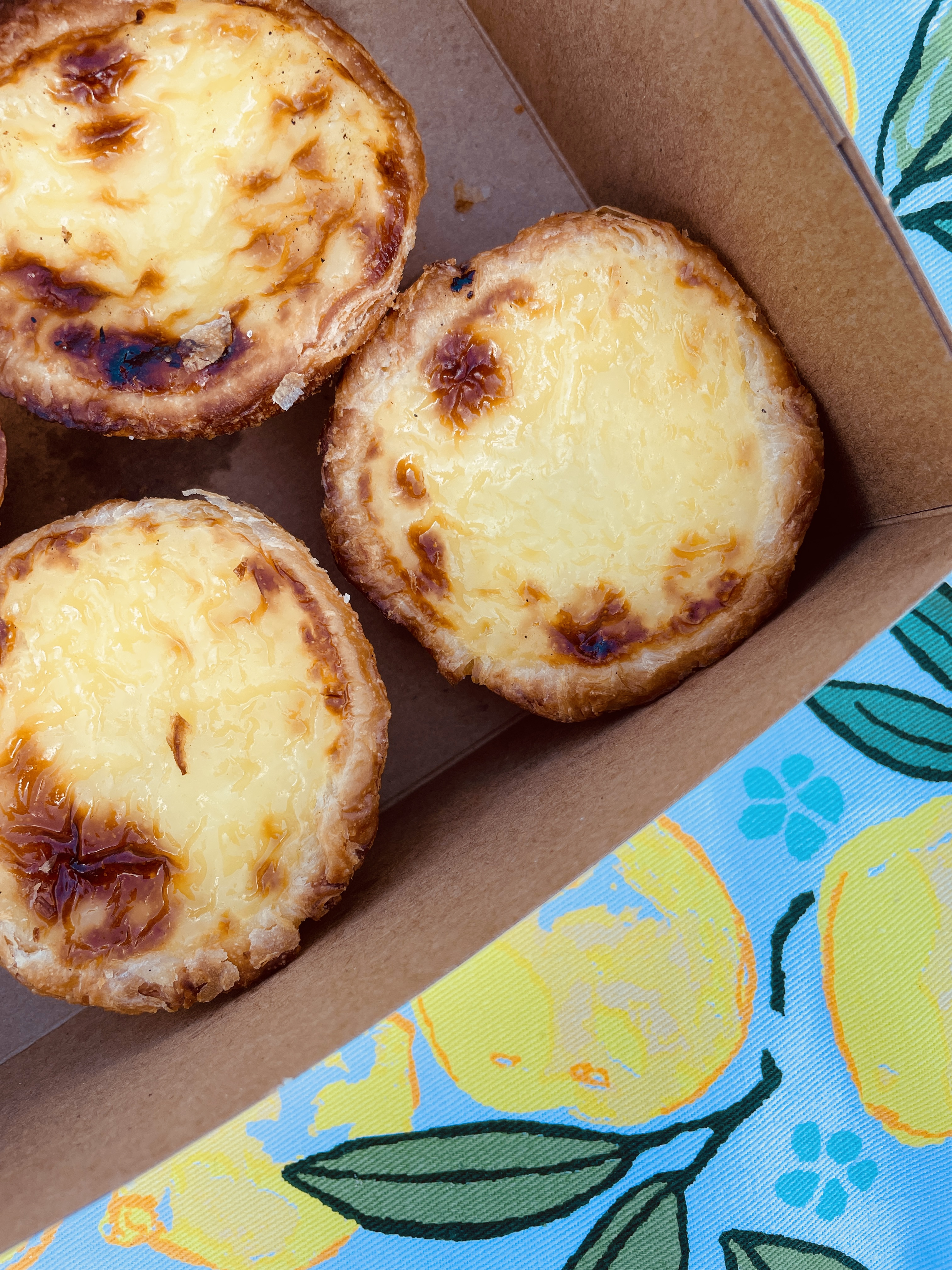 Portuguese tarts in a box